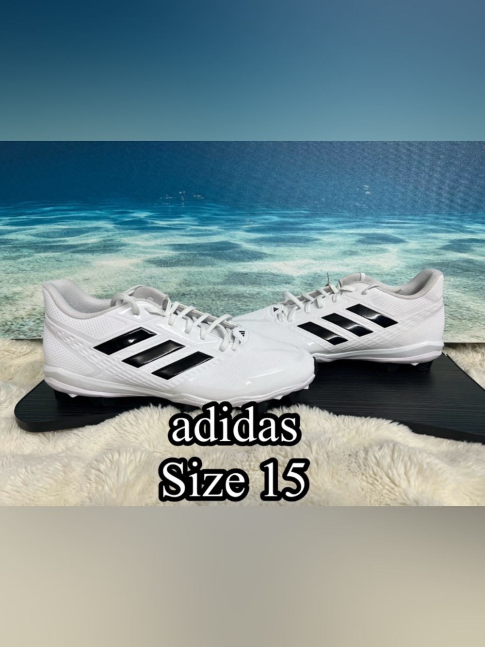 Adidas White Black Low Top Athletic Baseball Football Cleats Men’s Size 15
